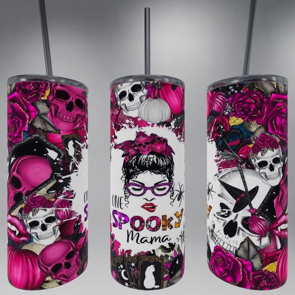 Spooky Mama in Pink 20oz Skinny Tumbler